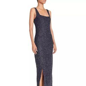 NWT Staud Le Sable beaded midi-dress, navy blue, sz S ($995 retail)